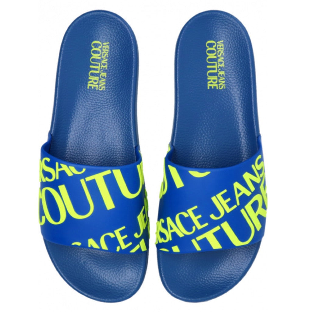 VERSACE-jeans-couture-blue-and-green-slippers