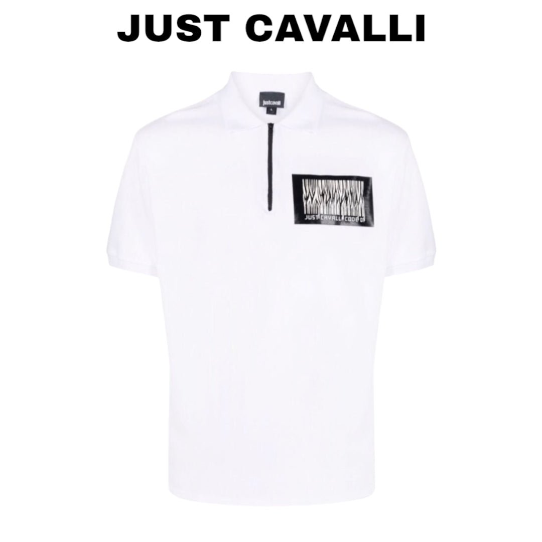 JUST CAVALLI-zipper-side-barcode-polo-shirt