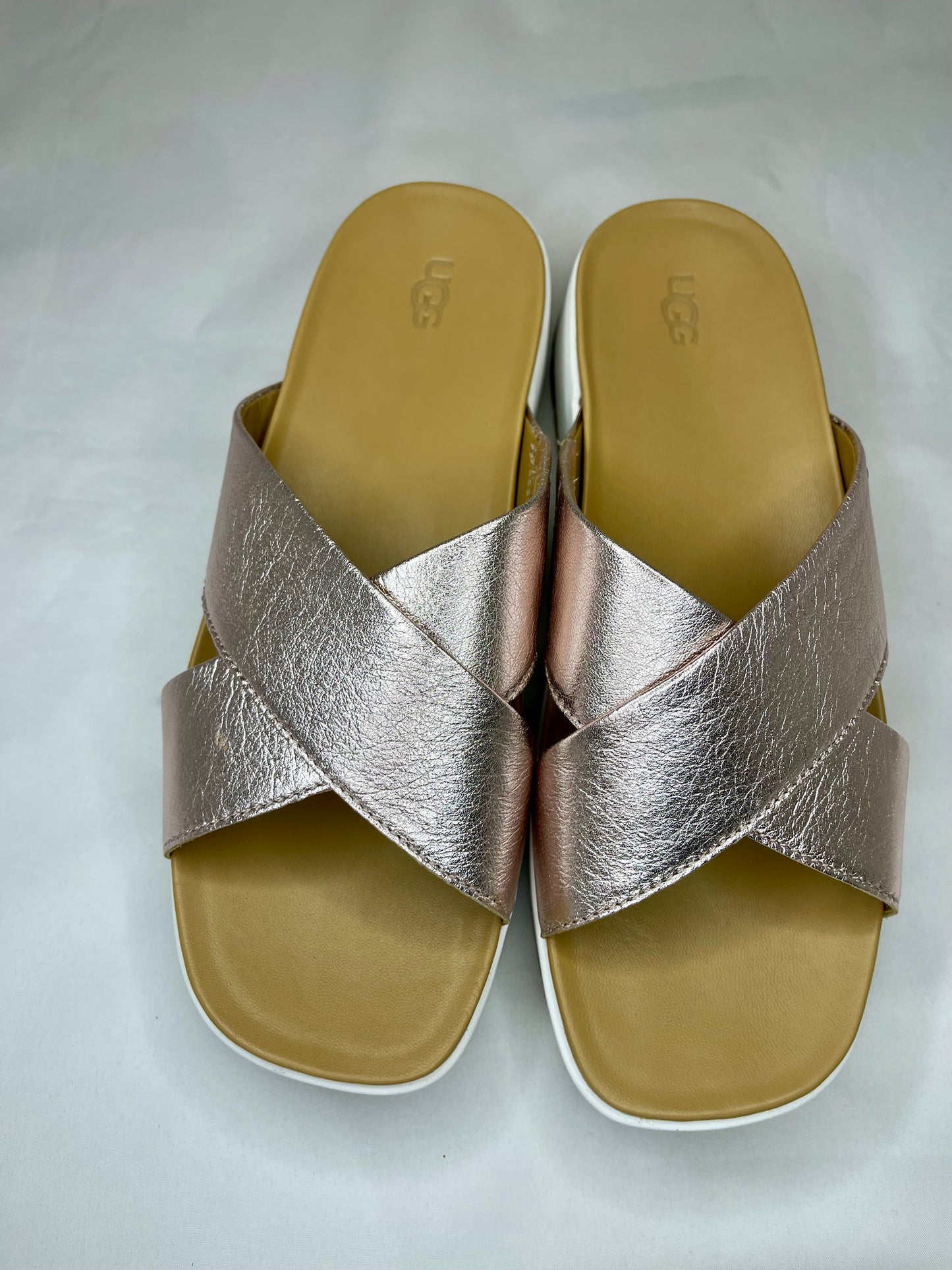 UGG wedge gold slide