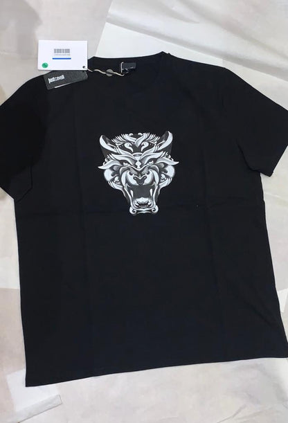 JUST CAVALLI-tiger-middle-logo-black-t-shirt