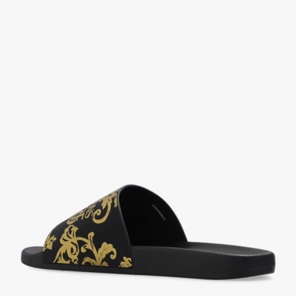 VERSACE-jeans-couture-black-and-gold-slippers