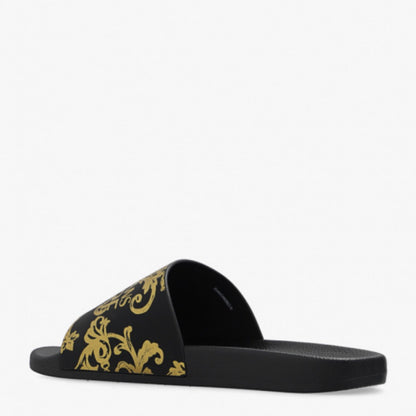 VERSACE-jeans-couture-black-and-gold-slippers