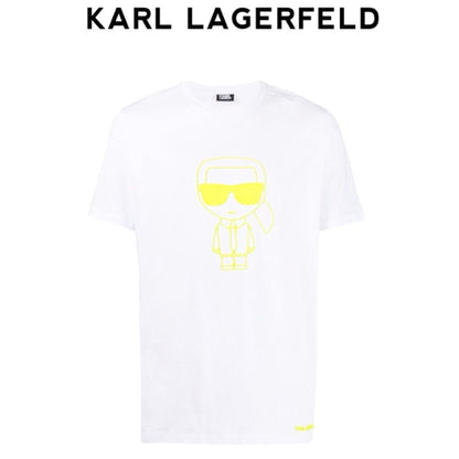 KARL-LAGERFELD-yellow-outline-ikonik-logo-white-t-shirt