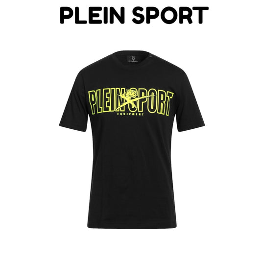 PLEIN SPORT-yellow-middel-tiger-logo-black-t-shirt